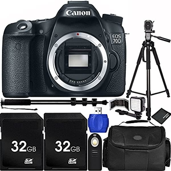Wholesale Photo Cuerpo De La Cámara Canon Eos 70D Dslr Bundle Con Funda De Transporte Y Kit De Accesorios (10 Artículos) 8469B002