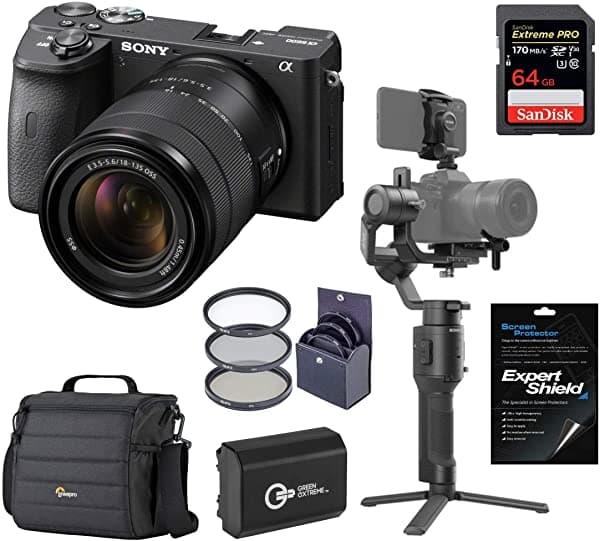 Sony Alpha a6600 Cámara Mirrorless con Lente 18-135mm - Kit con Estabilizador Ronin-SC, Tarjeta SD 64GB, Bolso, Batería, Protector, Filtros ILCE6600M/B
