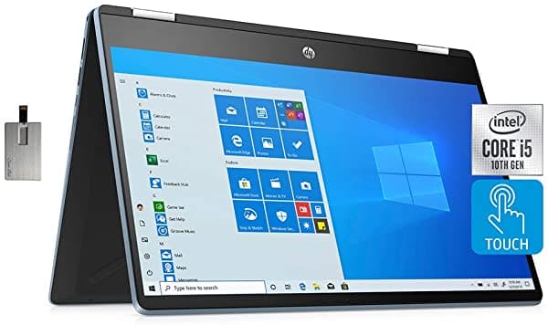 HP Pavilion x360 2021 Laptop Convertible 2-en-1 de 14" con Pantalla Táctil FHD, Computadora con Intel Core i5-1135G7, 16GB RAM, SSD PCIe de 256GB, Teclado Retroiluminado, Gráficos Intel, Audio B&O, Webcam HD, Windows 10, Dorado, Tarjeta USB SnowBell de 32GB.