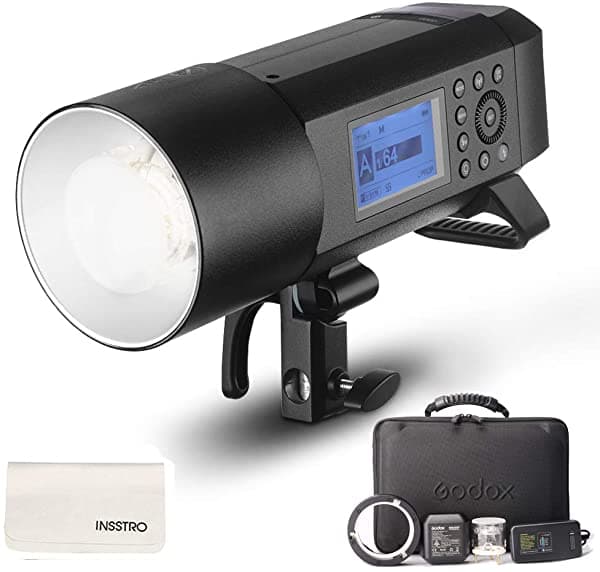 Godox Ad400Pro - Flash Estroboscópico Todo En Uno Para Exteriores 400 W 2.4 G Ttl Portátil Speedlite Con Batería Recargable Y Soporte Bowens Y Soporte Godox