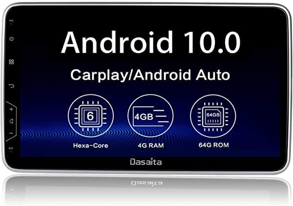 Dasaita 10.2" Inalámbrico CarPlay Doble Din Estéreo Bluetooth Giratorio Android 10 GPS Central Multimedia con Navegación GPS para Auto Radios Multimedia Música Reproductor de Video IPS Pantalla DSP 4G 64G Android Auto PX6