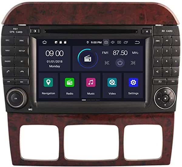 Autosion Android 10 Coche Dvd Gps Estéreo Unidad De Navegación Wifi 64Gb Radios 4Gb Ram Para Mercedes Benz Clase S W220 1998-2006 Bluetooth Wifi Control Del Volante A9901N