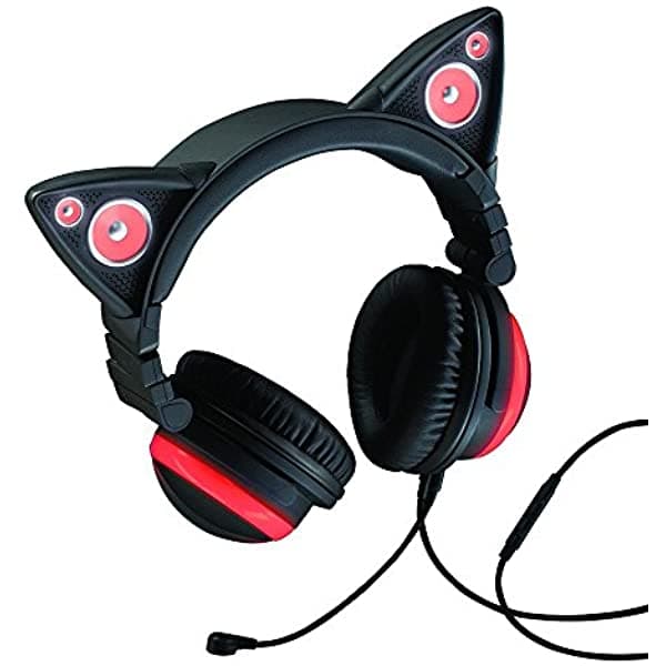 Brookstone Auriculares Con Cable Con Forma De Oreja De Gato Rojo 990636