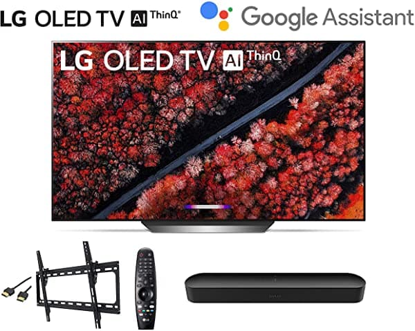 LG OLED77C9PUB 77 Pulgadas Clase 4K Smart OLED TV con AI ThinQ Bundle con Sonos Beam Soundbar con Montaje Plano con Cable HDMI - Distribuidor Autorizado LG
