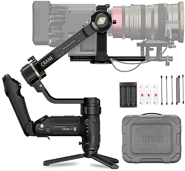 Zhiyun Crane 3S Estabilizador Gimbal de Mano de 3 Ejes para Cámaras DSLR y Videocámara Carga Útil de 14.3 Lbs Eje de Rollo Extensible 12 Horas o Más Tiempo de Actividad Continuo DC-In Asa Transmount SmartSling