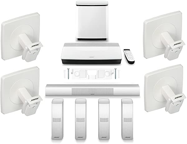 Bose Lifestyle 650 Home Entertainment Sistema Con Soportes De Techo (1 Soporte De Pared De Canal Central Omnijewel Y 4 Soportes De Techo Omnijewel) Color Blanco WWS650OCBW