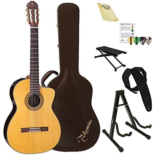 Takamine TC132SC clásica cuerdas de nailon - guitarra electroacústica con estuche rígido y accesorios ChromaCast TC132SC-KIT-2
