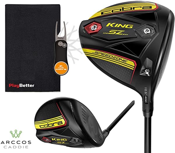 Cobra 2020 King Speedzone Driver (Negro/Amarillo) + Juego Completo Arccos (Opción) | Paquete Playbetter Con Toalla Grande Y Pitchfix
