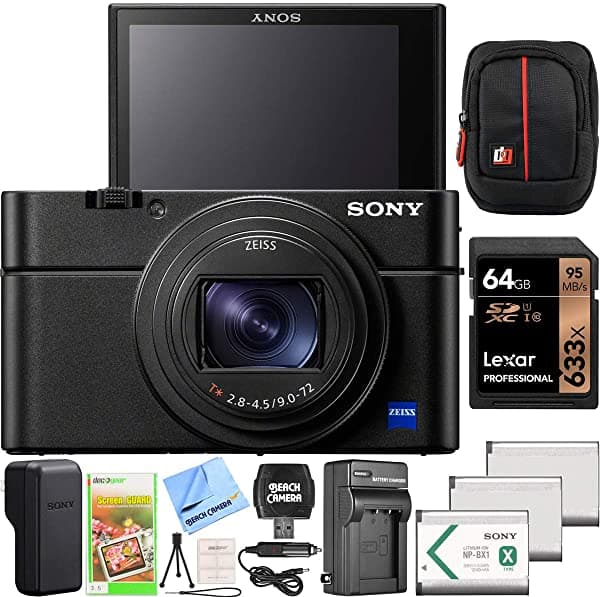 Sony Cyber-Shot Rx100 Vii Rx100M7 Cámara Compacta Premium Dsc-Rx100M7 0.945-7.874 In Lente De Zoom Paquete Esencial Con Batería Triple 3X + Tarjeta De Memoria De 64 Gb + Kit De Accesorios De Estuche De Viaje Deco Gear E11SNDSCRX100M7