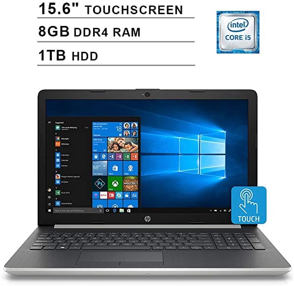 HP Pavilion 2019 - notebook con pantalla táctil HD de 15.6" Core i5-7200U hasta 3.1 GHz 802.11ac WiFi Bluetooth 4.2 DVDRW USB 3.1 Windows 10 8GB DDR4 disco duro de 1TB