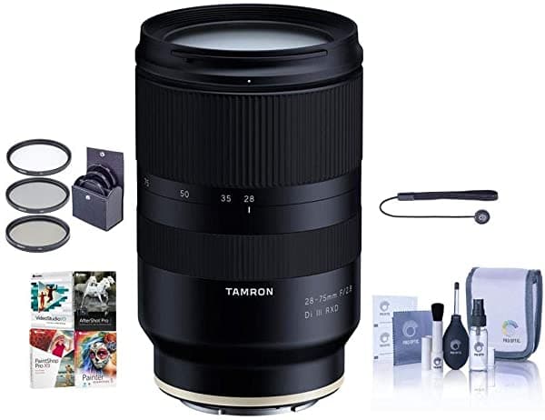 Tamron 1.102-2.953 In F/2.8 Di Iii Rxd Lente Para Sony E - Pack Con Kit De Filtro De 2.638 In Kit De Limpieza Capleash Ii Paquete De Software Para Pc 28-75mm f/2.8 Di III RXD