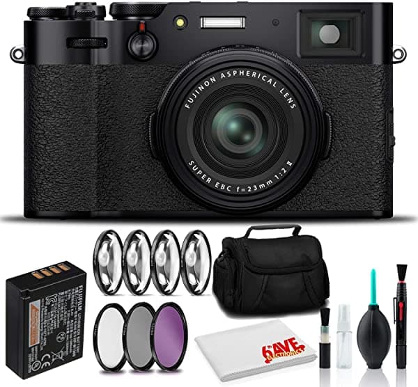 Fujifilm X100V Cámara Digital Negra con Estuche Acolchado, Kit de Limpieza Deluxe, Filtros Creativos y Más 16643000-001