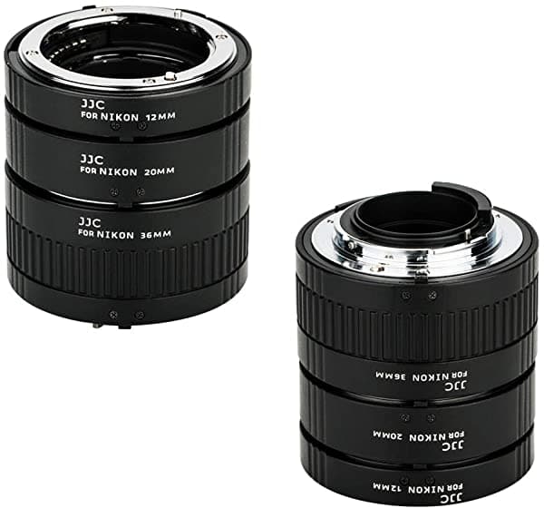JJC F Mount Juego de Tubos de Extensión Macro con Autoenfoque para Nikon D850 D750 D780 D3500 D3400 D7500 D7200 D7100 D7000 D5600 D5500 D5300 D5200 D5100 D5000 D3300 D3200 D3100 D800 D810 D700 D610 D600 D500 y Más Topfoto AET-NS