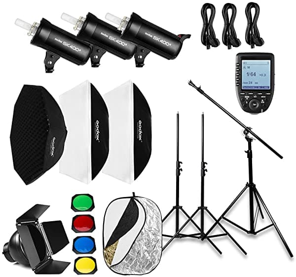 Godox 1200 W 3 x SK400II Iluminación De Flash De Estudio Fotográfico Xpro-F Trigger Softbox Soporte De Luz Studio Boom Brazo Superior Soporte De Luz (110 V)