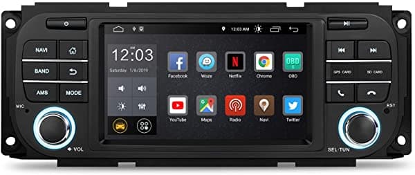 XTRONS Android 13 Reproductor de Radio Estéreo para Automóvil Compatible con Jeep Wrangler 2003-2006, Dodge Chrysler, con Car Play, Android Auto, Bluetooth, GPS Navegador y Pantalla Táctil de 5 Pulgadas con DSP Integrado de Ocho Núcleos PSD50WRJL