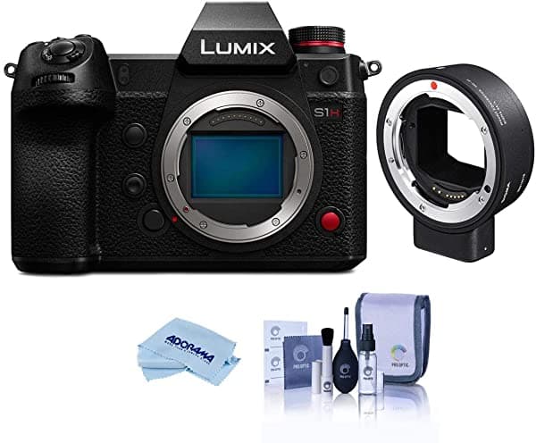 Panasonic Lumix Dc-S1H - Cámara Digital Sin Espejo Con Convertidor De Montaje Sigma Mc-21 Lentes Canon Ef A Cámaras Leica L Kit De Limpieza Paño De Microfibra