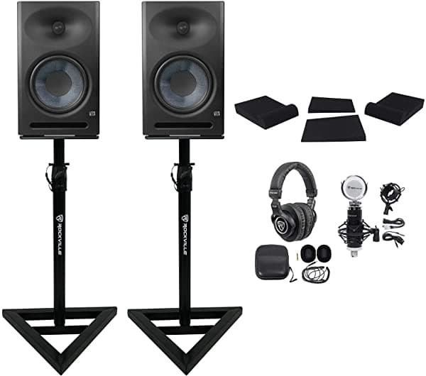 2 Monitores De Estudio Con Alimentación Presonus Eris E8 Xt De 8" + Auriculares+Micrófono+Soportes+Almohadillas (2) E8 XT+RVSM1+RRS190S+PRO-M50+RCM03
