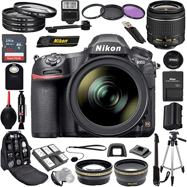 Nikon D850 Dx-Format - Cámara Réflex Digital Con Lente Af-P Dx Nikkor 0.709-2.165 In F/3.5-5.6G Vr (Incluye 30 Unidades)
