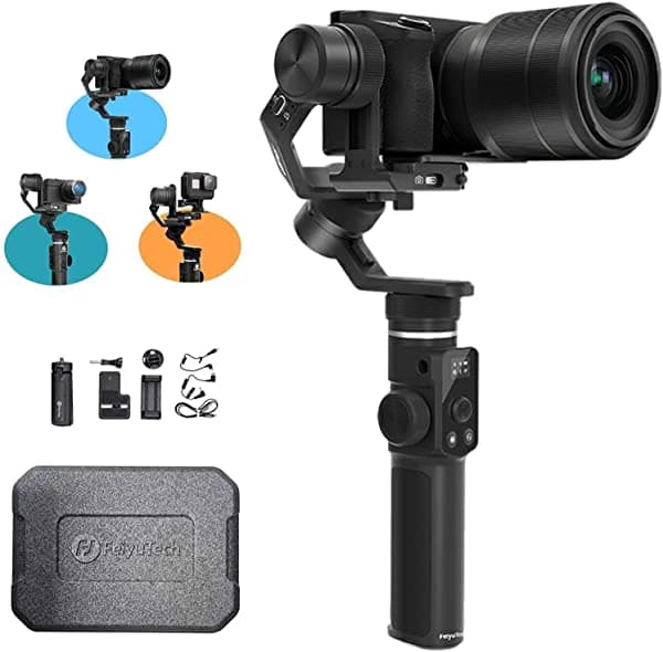 Feiyutech G6 Max Gimbal 3 Ejes Estabilizador De Mano Con Micrófono Para Cámara Sin Espejo Sony A7 Con Lente Corta Canon Eos 200D Ii Eos M50 Fujifilm X-T30 Cámara De Acción Gopro Iphone 11 Pro Max 8