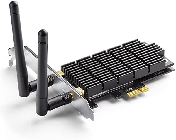 Tarjeta Pcie Wifi Pcie Tp-Link Ac1300 (Archer T6E) - Adaptador Pci Express Inalámbrico De Doble Banda 2.4G/5G Perfil Bajo Largo Alcance Tecnología De Disipador De Calor Compatible Con Windows 10/8.1/8/7/Xp