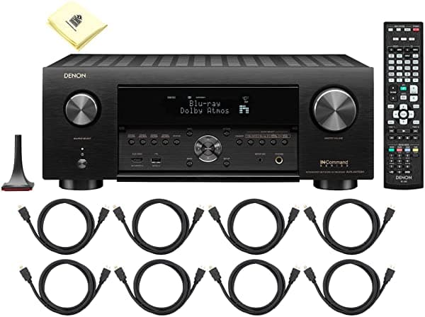 Denon Avr-X8500H - Receptor De Canal 4K Ultra Hd De Próxima Generación 4K De Cine En Casa Con Dolby Atmos DtsX Auro-3D Y Tecnología Heos Integrada Con 8 Cable Hdmi Y Paño Zorro