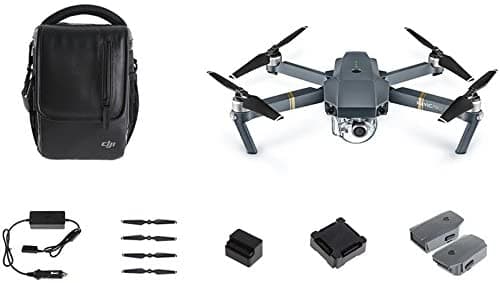 DJI Mavic Pro Fly More Combo Kit de Drone con Mando a Distancia, Hélices Plegables, Cuadricóptero, 3 Baterías, MicroSD de 16 GB, Puerto de Carga, Cargador de Auto, Batería Externa, Adaptador de Carga, Bolso de Hombro CP.PT.000642