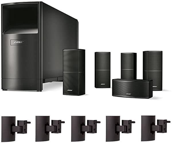 Bose Acoustimass 10 Series V Sistema De Altavoces De Cine En Casa (Negro) Con Soportes De Pared Ub-20 (5 Ct.)
