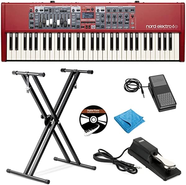 Nord Electro 6D 61-Key Stage Piano combo con soporte ajustable pedal de expresión pedal de sustain DVD instructivo de Austin Bazaar y paño de pulido NELECTRO6D-61-COMBO-STD