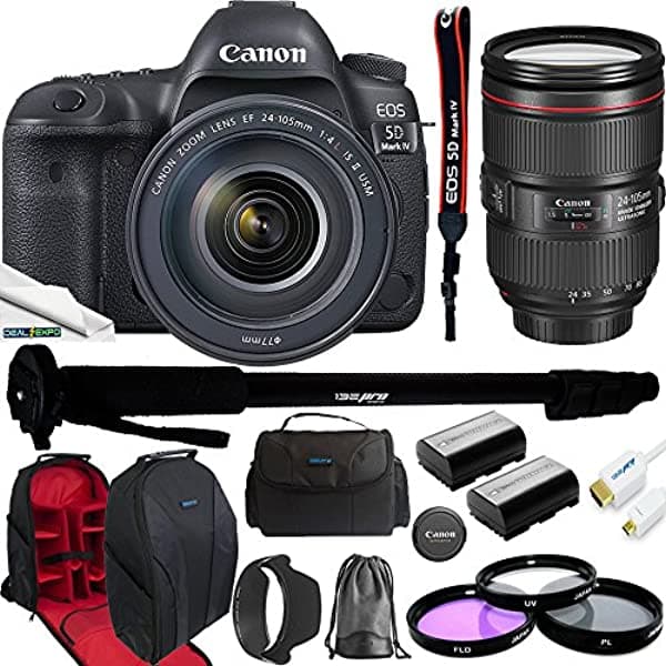 Canon EOS 5D Mark IV Cámara Reflex Digital Full Frame Kit con Lente EF 24-105mm f/4L is II USM + Accesorios Deal-Expo CN5DIVBDBB3