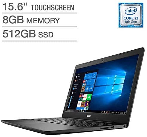 Dell Inspiron 15.6" FHD LED retroiluminado notebook con pantalla táctil Intel Core i3-8145U hasta 3.90GHz 8GB DDR4 512GB PCIe NVMe SSD Wireless-AC Bluetooth webcam MaxxAudio HDMI Windows 10