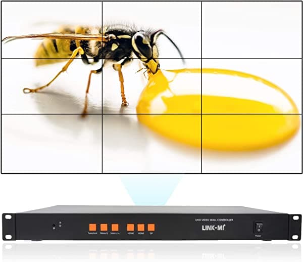 Link-Mi - Controlador De Pared Para 9 Televisores Lcd (3 X 3 4 K Hdmi Dp 1 X 21X32X33X3 Y 3840X216060Hz Uhd)
