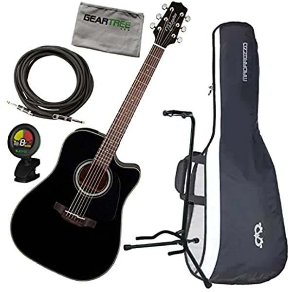 Takamine GD30CE BLK Dreadnought Cutaway guitarra electroacústica color negro con paño de pulido cable gig bag soporte y afinador