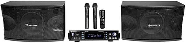 Rockville Rpa70Wbt Bluetooth Karaoke Amplificador Mezclador+2 Micrófonos+2 8 Parlantes