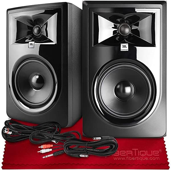 PS Jbl Profesional 306P Mkii 6 Poteniados De 2 Vías Monitor De Estudio Par Y Paquete De Cables Surtido