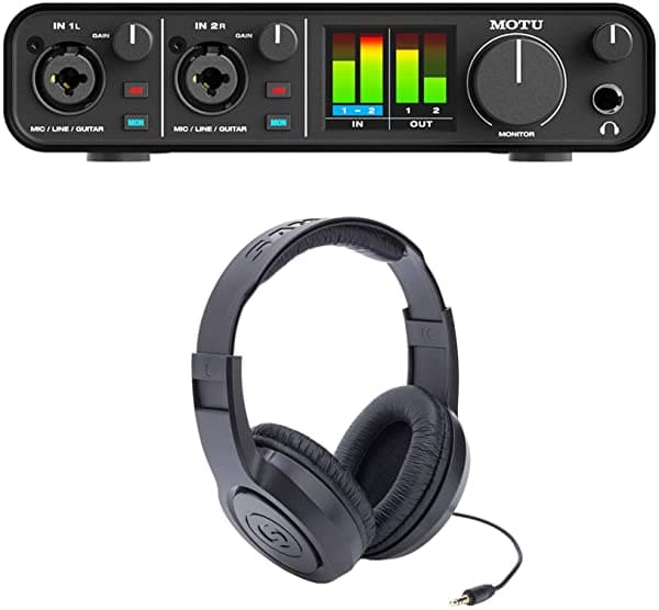 Motu M2 Interfaz de Audio Bundle con Samson SR350 Auriculares de Estudio, 2 Elementos