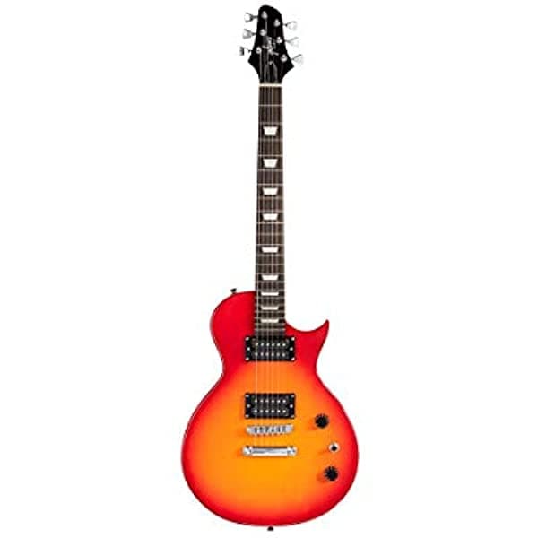 Monoprice Indo Series 6 String Guitarra Eléctrica de Cuerpo de Álamo, Derecha, Rojo (625900)