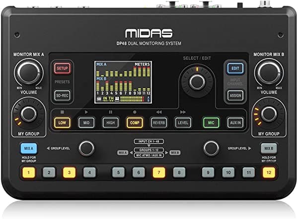 MIDAS DP48 Mezclador de monitoreo personal para músicos con 48 canales y opciones de grabación avanzada P0BMX