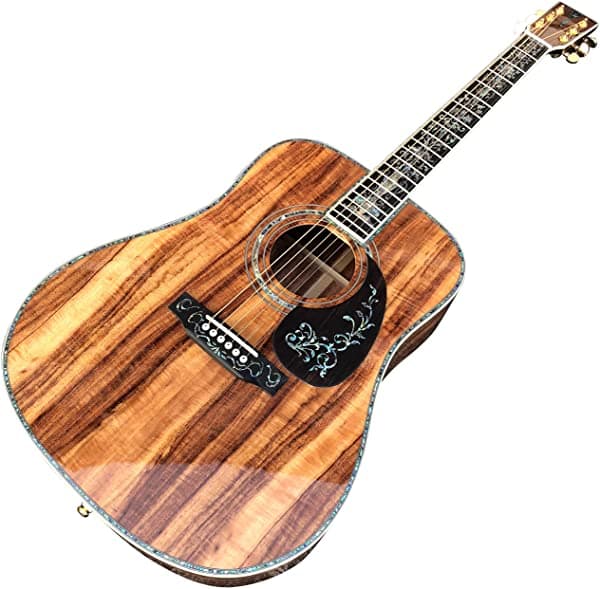 Merida Guitarra Acústica 41 Pulgadas Tipo D Koa con Diapasón de Ébano e Incrustaciones de Abalón