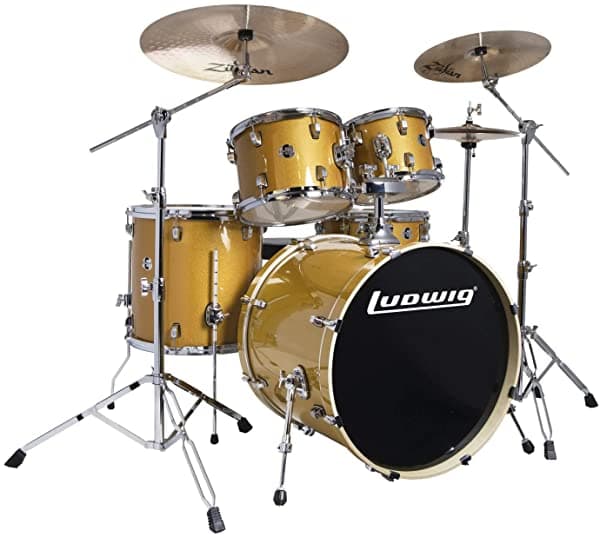 Ludwig Element Evolution Lcee200 Set De Batería Completo De 5 Piezas Zildjian Platillo Blackgold Sparkle