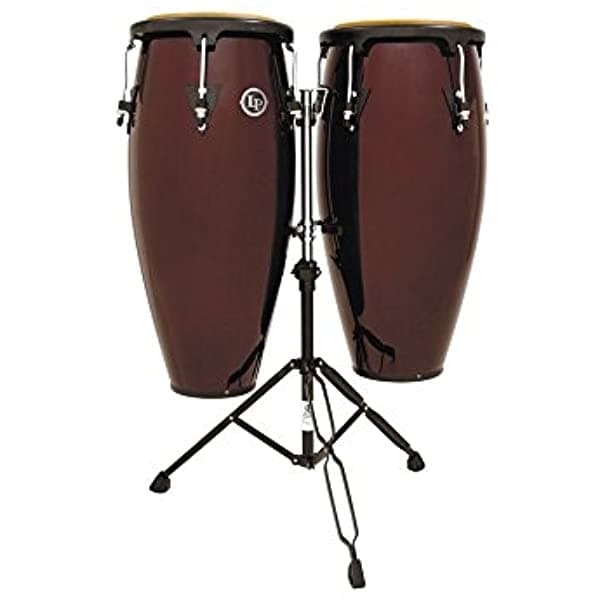 Latin Percussion LP647NY-DW de 10 pulgadas y 11 pulgadas City Conga Set con Stand Dark Wood