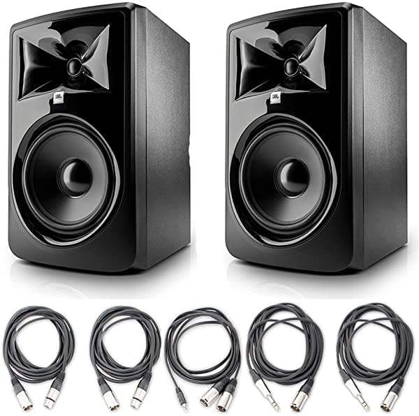 Jbl 308P Mkii - Altavoces De Monitoreo De Estudio (8.0 In) Con 5 Axcessables Audiocables Esenciales Para Estudio De Grabación