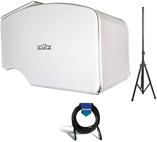 Isovox - Cabina De Estudio Portátil Para Móvil Color Blanco - Paquete Con Cable De Micrófono Xlr De Goma De 0.276 In Resistente De 0.276 In Pyle Pstnd25 Soporte Para Trípode De 6 Pies