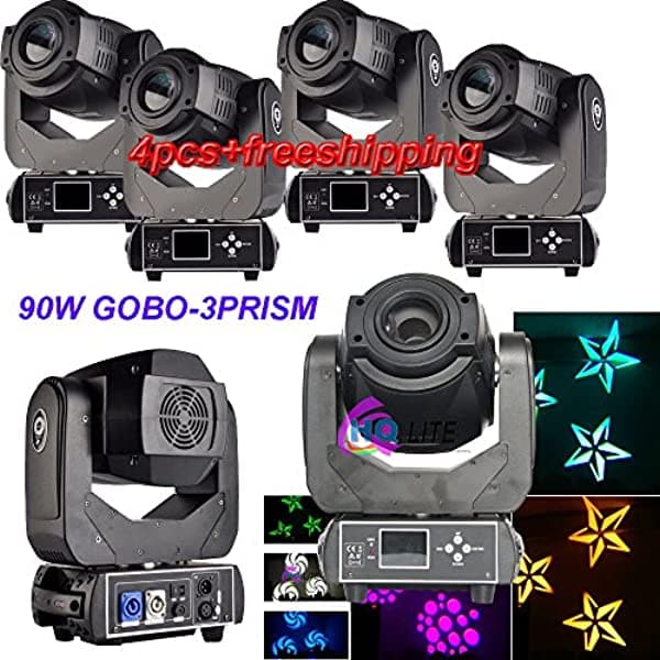 HQLITE 4Pcs Carton Pack 3Prism Hotsales Led 90W Spot Gobo Lavado Movimiento Luz Stage Dj Iluminaciones HQ-M90G