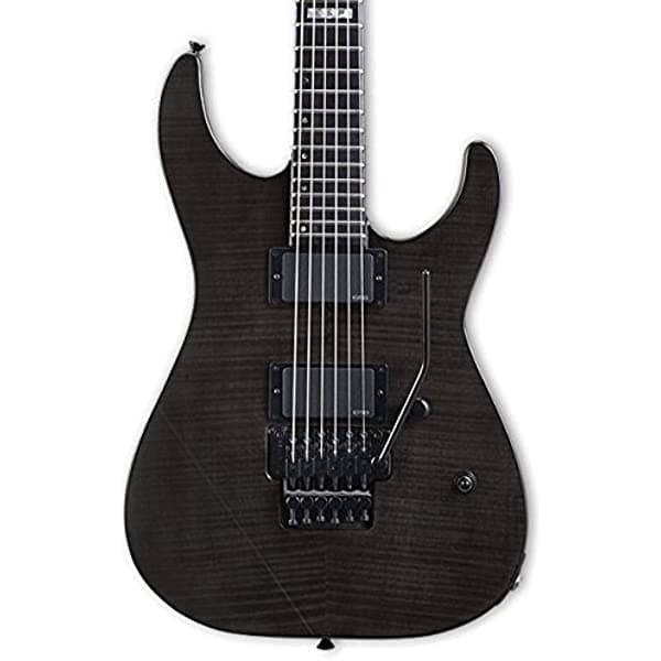ESP E-II M-II Guitarra eléctrica con estuche, acabado negro translucido EIIM2FMSTBLK
