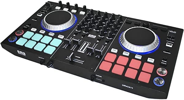 Emb Urai411 Profesional Controlador 4 Canales Ready Dj Mixer Efectos 2 Ruedas De Jogura + Control De Disco Compatible De Dj Virtual Incluido