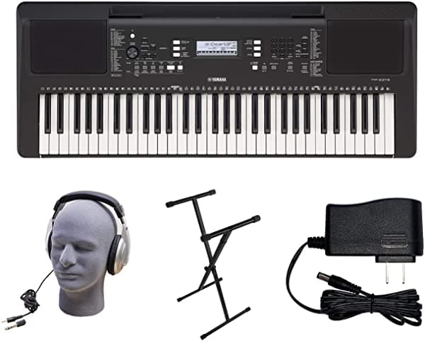 Yamaha Psr-E373 Pks - Paquete De Teclado Prémium De 61 Teclas Con Fuente De Alimentación Soporte Estilo X Y Auriculares (Yam Psre373 YAM PSRE373 PKS