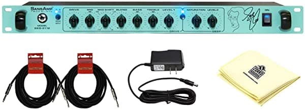 Tech 21 GED-2112 Geddy Lee Signature SansAmp Rackmount Preamplificador de Bajo Dual Analógico con Circuitos SansAmp y Loop de Efectos, 2 Cables de Instrumento y Zorro Sounds
