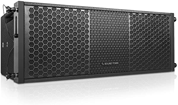 Sound Town Zethus Series 2 X 8 ”Array De Línea Parlante Sistema Dual Titanium Compression Conders Rangulo Bi-Amp Negro Zethus-208Bv2