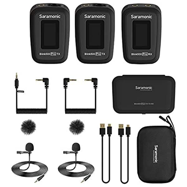 Saramonic Upgraded Blink500 Pro B2 Micrófono Inalámbrico de Solapa de Doble Canal 2.4GHz para Cámara de Video DSLR, Android, iPhone, Tablet, PC, Grabaciones en Computadora, Facebook, YouTube, Podcast, Vlog, Entrevistas (B2)