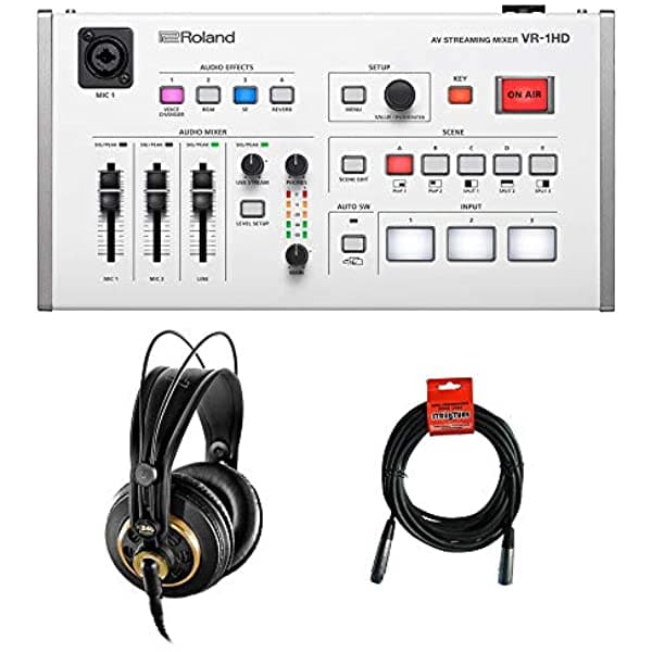 Roland Vr-1Hd - Mezclador De Transmisión Av Con Auriculares Akg K 240 Studio Pro Y Cable Xlr-Xlr